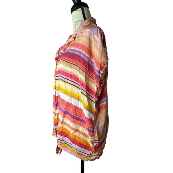 Torrid Challis Tie-Front Dolman Top Size 2 Multi Color Stripe‎ Lightweight - Picture 3 of 5